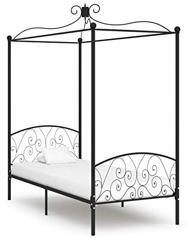 Homgoday Metall svart himmelssäng 100x200 cm, sängsängstomme, sängram ram, modern sängstomme, sängstomme, säng med spjälsängar för vardagsrum sovrum