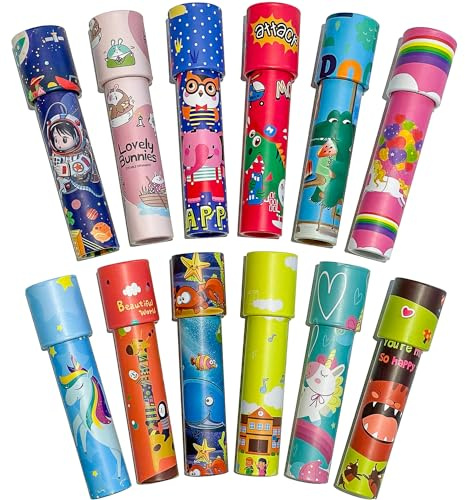 Kaleidoscope Toy Multipack Random Theme - Kaleidoscope for Kids Party Bag Gift Stocking Filler (Medium 12pcs)