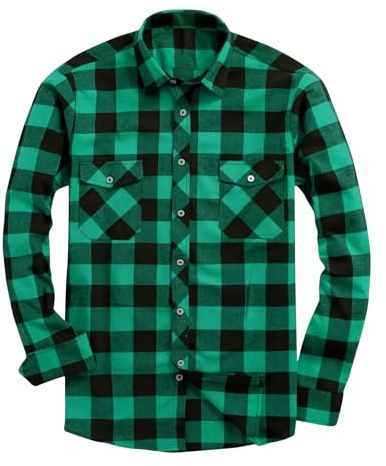 Flannel Shirt Checked Shirt for Men UK Clearance Plaid Shirt Cotton Lumberjack Regular Fit Men's Long Sleeve Casual Tartan Button Down Men Shirts for Work Soft Lightweight Plus Size S-4XL