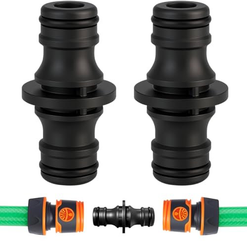 2 Pièces Double Connecteur de Tuyaux Mâles,Raccords pour Tuyau d'arrosage 1/2,Double Mâle Connecteur Accoupleur,pour Rejoignez Le Tube de Tuyaux de Jardin (2 x Noir)