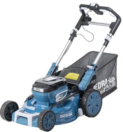 Dedra Tondeuse à Gazon sans Fil avec 2 Batteries 18 V + Chargeur, Haute Puissance 2800-3200 TR/Min, Lame en V Cut, Panier collecteur d'herbe 62 l, Largeur de Coupe : 460 mm, Hauteur de Coupe : 30-75