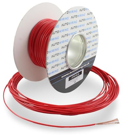 16.5 AMP Rated 1mm² 17 AWG Single Core Stranded Copper Cable 12v 24v Thin Wall Wire (10M 20M 50M 100M) (Red, 10 Metre Coil)
