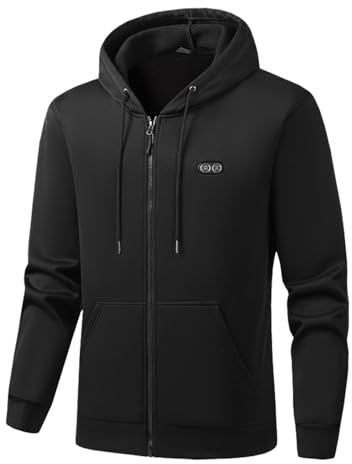 Générique Blouson Chauffante hommes avec 17 zone, zip pocket tops manches longues à capuche Sans Batterie Pour Le Sport et Les Loisirs