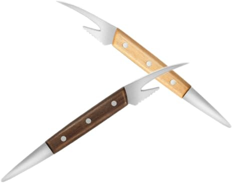 iplusmile 2 pezzi Sbucciatore Gamberetti in Acciaio Inossidabile con Impugnature in Legno Coltello Pulizia Code Gambero Utensile Da Cucina Pratico per Deveiner e Sbucciatura Rapida