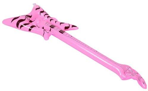 Toyvian Guitare Basse Gonflable 60 Cm Rose pour Décoration Fête Rock Années 80, Accessoire Instrument Musique Gonflable pour Anniversaire et Soirée Musicale, Fête Garçon et Filles