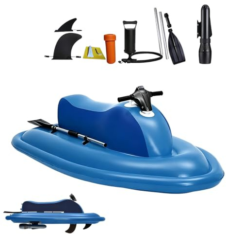 Bateau Gonflable Motorisé pour 2 Personnes, Jet Ski Électrique 500W et Scooter sous-Marin Combo Kit, Hélice de Moteur Universelle pour Canoë Sup, Adultes