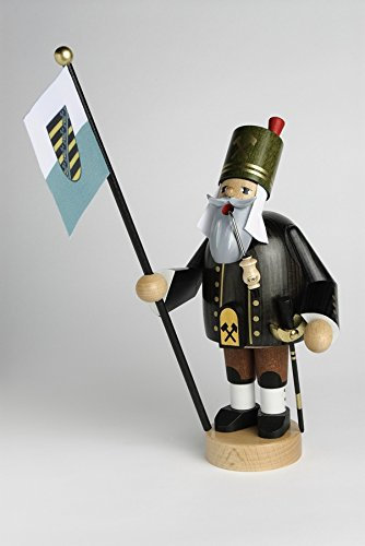 Rökarfigur Bergmann med fana 20 cm ny rökningsfigur rökelsekarl rökelsekarl Erzgebirge