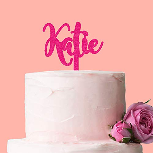 Personalised Name Only Cake Topper: Pink Glitter Acrylic