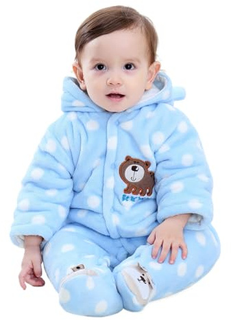 Gaorui Newborn Unisex Baby Winter Jumpsuit Hooded Romper Fleece Onesie All In One Snow Suit Outfits