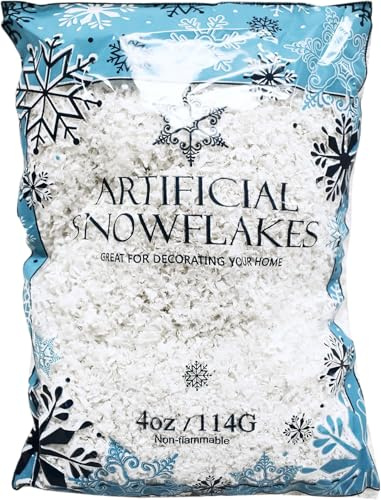 Black Duck Brand Snow Artificial Flakes 4 Oz Bag! Festive Fake Snow for Crafts, Christmas, and Decor! (1)