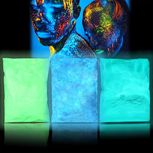 Polvo Fluorescente, 100g Pigmento de Resina Epoxi Fluorescente, Profesionales Fosforescente Luces Neón Noches en Pigmentos Oscuros, Pigment Luminiscentes Powder para Nail Pintura Acrílico(100G * 3)