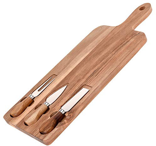 Plateau à fromage+3 couteaux, 43x16 cm, set