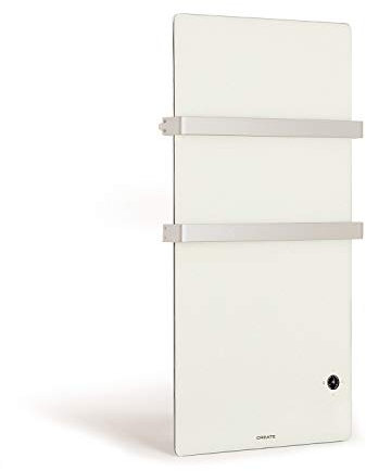 CREATE / Warm Towel Cristal/Toallero Electrico de Cristal con WiFi Blanco/ 122x13,5x68cm / Mando a Distancia, Ultrafino, Doble Colgador, Pantalla LED, Protección IP34, Temporizador Semanal y 24h