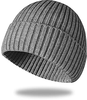 Irzaki Gorro de invierno para hombre y mujer, gorro de lana de punto de lana para actividades al aire libre y uso diario, Gris, talla única