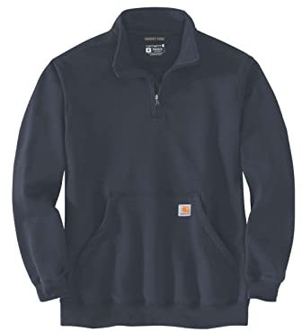 Carhartt herr lös passform, mellanvikt kvarts dragkedja, mock neck sweatshirt, Ny marin, S