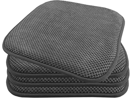 Komfortable & praktische Gel-Kissen 40x40 - Stuhlkissen mit modernem Memory-Schaumstoff - gepolsterte Sitzkissen Out- und Indoor Gartenkissen Stuhlauflage rutschfest, Farbe:Dunkelgrau, Set:4er