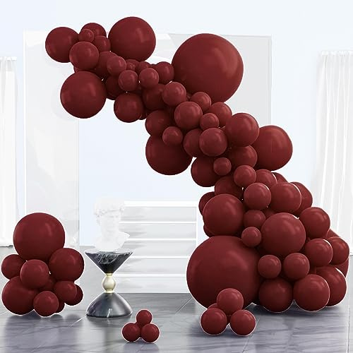 PartyWoo Palloncini Bordeaux, 102 Pezzi Bordeaux Diverse Dimensioni Confezione da 18 Pollici 12 Pollici 10 Pollici 5 Pollici per Ghirlanda di Palloncini come Decorazioni di Compleanno