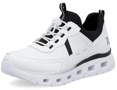 Rieker Damen Low-Top Sneaker M6062, Frauen Halbschuhe,Freizeitschuhe,Turnschuhe,Laufschuhe,straßenschuhe,Sportschuhe,Weiss Kombi (80),42 EU / 8 UK