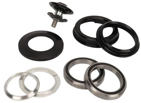 KKPLZZ Fahrrad-Steuersatz, Aluminiumlegierung, Fahrradlager-Steuersatz, Sternmutter-Abstandshalter-Set 44 Bis 49,7 Mm Konischer Gabelschaft mit 28,6 Mm Gerader