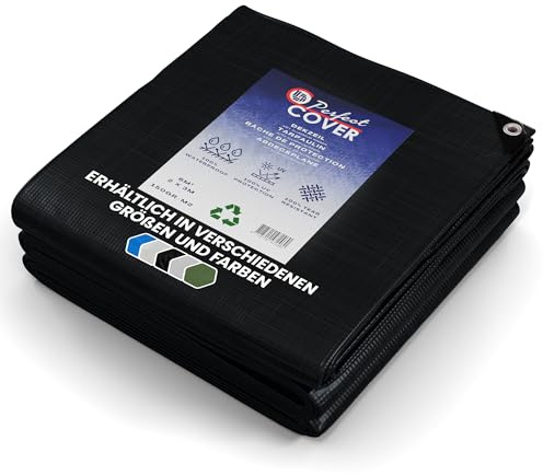 Cover Lona Impermeable / 80g/m² - Lona de protección con Ojales - para Muebles de jardín, Piscina, Coche, Caravana, Resistente a los Rayos UV, Resistente a los desgarros (Negro), 2x3m