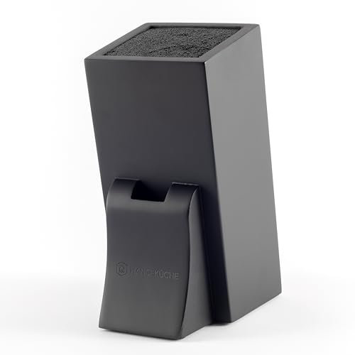 Hanseküche Bloc à couteaux - Porte-couteaux sans couteau - Planche à couteaux en bois (bois de caoutchouc, carré, incliné)