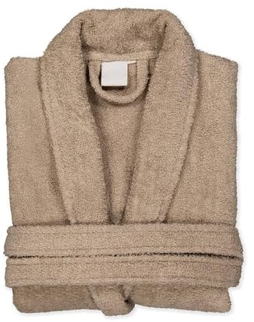 BOSKIMO Peignoir de Bain Unisexe 100% Coton - Peignoir Doux et Absorbant pour Homme et Femme - Avec Capuche (FR/ES, Alpha/lettres, M, Taille normale, Taille normale, Sable, Sans Capuche)