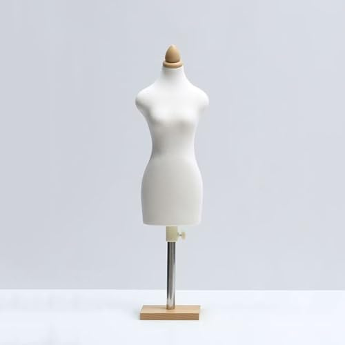 Maniquí Femenino Torso con Base de Madera 1/2 1/3 1/4 Enseñanza Costura Maniquí Torso Portabilidad Modelo de Vestido versátil Forma de Vestido para exhibición Diseño Costura White 1/2 with Red Line