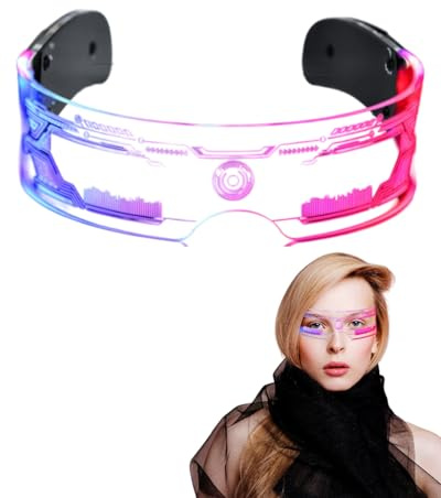 BARRU 1 pezzo Occhiali Led- Occhiali Festa Occhiali Discoteca Cyberpunk Luminosi Glasses, Occhiali Led Party Neon, Occhiali Luminosi per Festa, Discoteca, Cosplay, DJ, Club