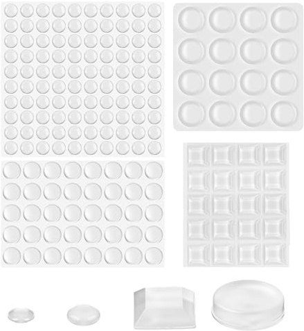 186 topes de goma autoadhesivos, elásticos, amortiguadores de puerta, contra golpes, transparentes, para puertas, armarios, muebles (4 tamaños)