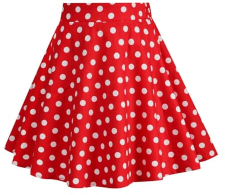 Generisch 2025 Jupe à pois vintage pour fille Multicolore, rouge, 9-10 ans