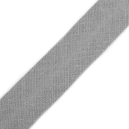 cyclingcolors 1 x Bias Binding Tape Made of 100% Cotton, Width 14 mm, Length 25 m, Edging Tape, Cotton Tape, Bias Binding Ideal for DIY, Grey