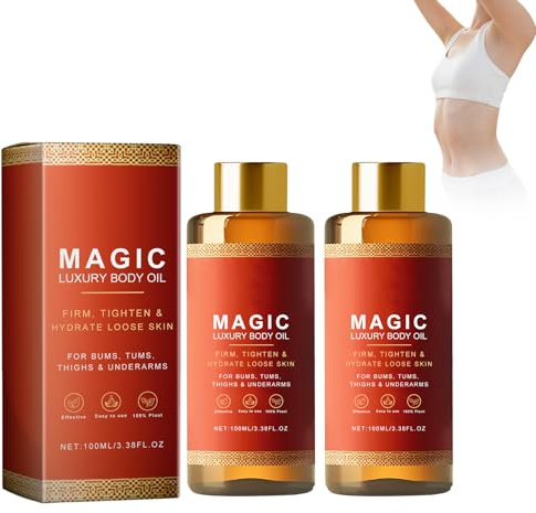 2PCS Huile Corps Magique Raffermissante – Soin Éclaircissant pour une Peau Lumineuse, Lotion Hydratante Raffermissante, Huile corporelle Magic avec 99% d'ingrédients naturels