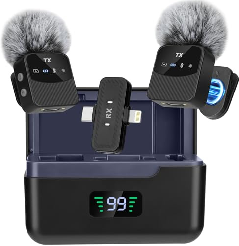 Mini micro Lavalier pour iPhone/iPad/Android, mini microphone Plug-Play, réduction du bruit, durée d'utilisation de 25 heures, microphone sans fil Lavalier pour vidéos, Vlog, YouTube, TikTok, flux en