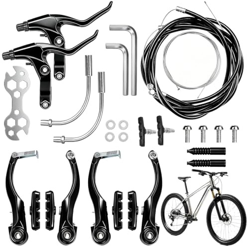 Tkxjry Kit de Frein de vélo, Set de Frein de Vélo Complet, Kit de Leviers de Câble D'étrier de Frein, Frein VTT avec Leviers Patin Cable Frein Velo, Frein Velo, pour Velo Pliable VTT BMX