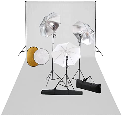 Mangloder fotostudioset med lampor, skärmar, bakgrund, reflektor för studio och porträttfotografering, inklusive justerbart bakgrundssystem, dagsljuslampor, softboxar, reflektorer