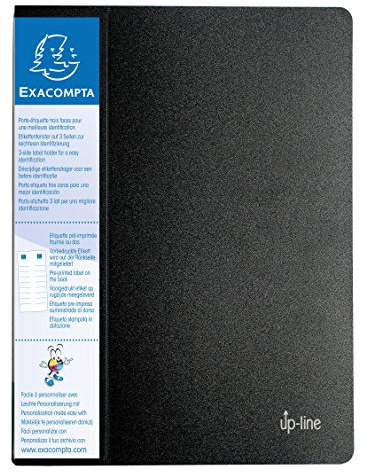 Exacompta - Réf. 88601E - 1 Protège-documents avec porte étiquette 3 faces Up Line - 60 pochettes - 120 vues - pour A4 - dimensions 24 x 32 cm - couverture en polypro rigide opaque - couleur noir