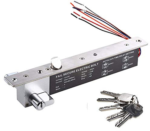 UHPPOTE Fail Secure NO Electric Latch Bolt Lock W/Cylinder Knob for Wooden Meal Glass Door