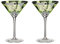 Artland Tropical Leaves Cocktail Glass Set of 2, Glass, Cocktail Glass, Green