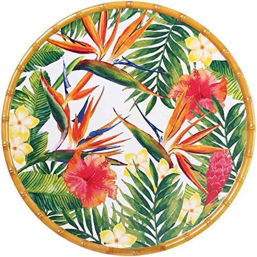 Les Jardins de la Comtesse - Runder Servierteller - reines Melamin - 35,5 cm - Exotische Blumen - Rot/Grün - Servierteller aus der Kollektion MelARTmine - Unzerbrechliches Geschirr