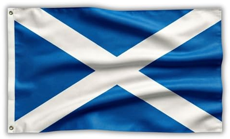 Scotland St Andrew's Saltire Flag 5ft x 3ft with Brass Eyelets – Polyester Scottish Flag Banner for Rugby Matches, Football Matches, Home & Garden Display