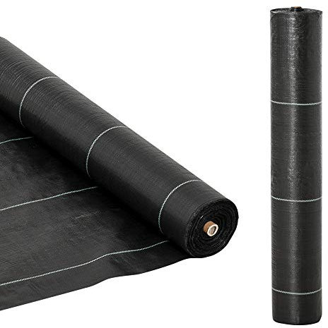 Outsunny 2m x 50m Weed Control Membrane, Heavy Duty Weed Control Barrier Fabric, 90gsm Ground Cover for Patios, Garden, Flower beds, Landscaping