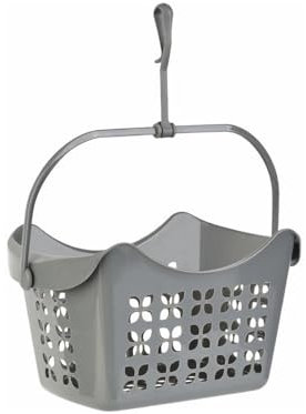 Engelland - 1 x Wäscheklammern-Korb, Hängekorb, mit Griff und Haken zum Auf-Hängen, PP-Kunststoff, L 24 x B 14,5 x H 13 cm, Farbe: Grau