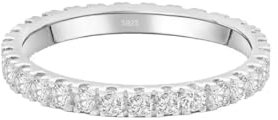 Lisandra Scott Eternity Ring Treasure 925 Sterlingsilber mit Zirkonia Kristall Damenring in Silber, Rosegold und Gold für Damen, Frauen mit Funkelnden Steinen Breit (48, Silber)