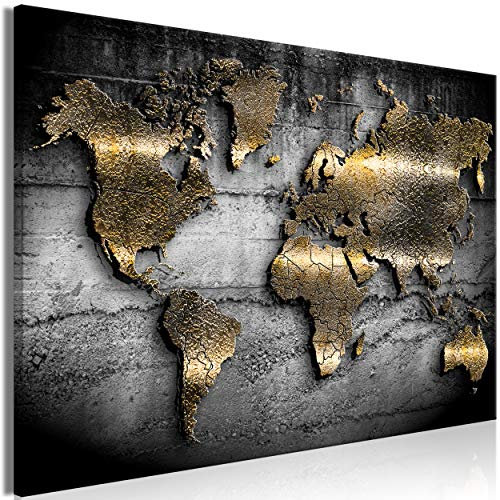 decomonkey Akustikbild Weltkarte 120x80 cm 1 Teilig Leinwand Modern Bilder Wandbilder XXL Schallschlucker Schallschutz Akustikdämmung Wandbild Deko Leise Abstrakt Landkarte