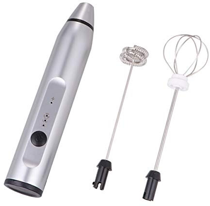 TOPBATHY 1pieza Batidor Eléctrico Recargable Espumadora De Leche y Varilla Para De Velocidad Carga Usb Color Plateado