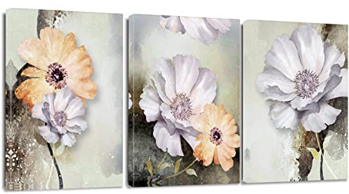 Artscope 3 Teilig Leinwandbilder mit Gelbe und Weiße Blume Motiv Kunstdruck - Moderne Wandbild für Badezimmer Wohnzimmer Wanddekoration - 30 x 40 cm