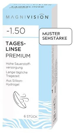 MAGNIVISION Tageslinsen Premium weiche Kontaktlinsen für -2,75 dpt. | 6 Stück | BC 8.6 | DIA 14.2 | mit Silikon-Hydrogel-Material & UV-Filter für lange Tragezeiten | ohne Konservierungsstoffe