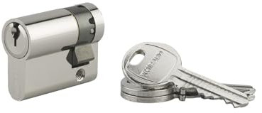 THIRARD - Demi-Cylindre HG5 UNIKEY - Laiton Nickelé - Système S'entrouvrant - Mécanisme à 5 Goupilles - Protection Anti-Arrachement - 30 x 10 mm - Gris - Livré avec 3 Clés Crantées