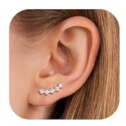 JeweBella Pendientes Mujer Plata de Ley 925 Circonita Pendientes Trepadores Hipoalergénicos Pendientes Mujer Plata/Oro