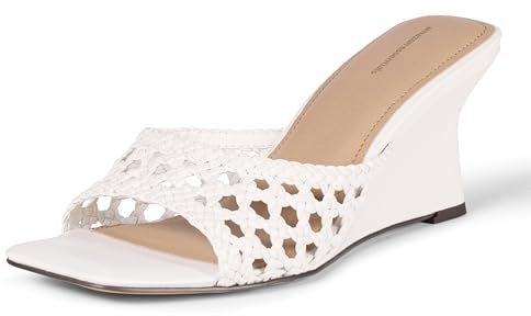Amazon Essentials Sandalias de Cuña Mujer, Tejido de Caña Blanquecino, 37 EU